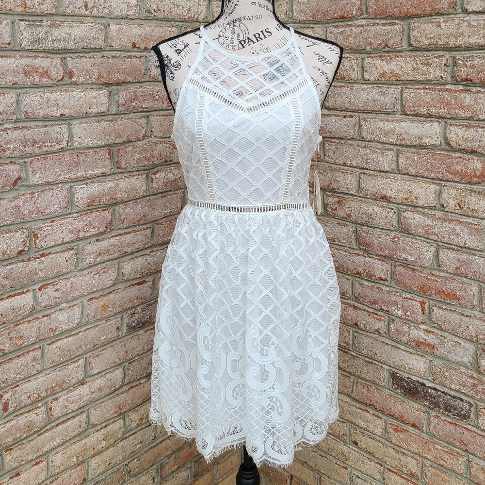 Altar'd State Lace Halter Neck White Dress Small - Picture 1 of 5